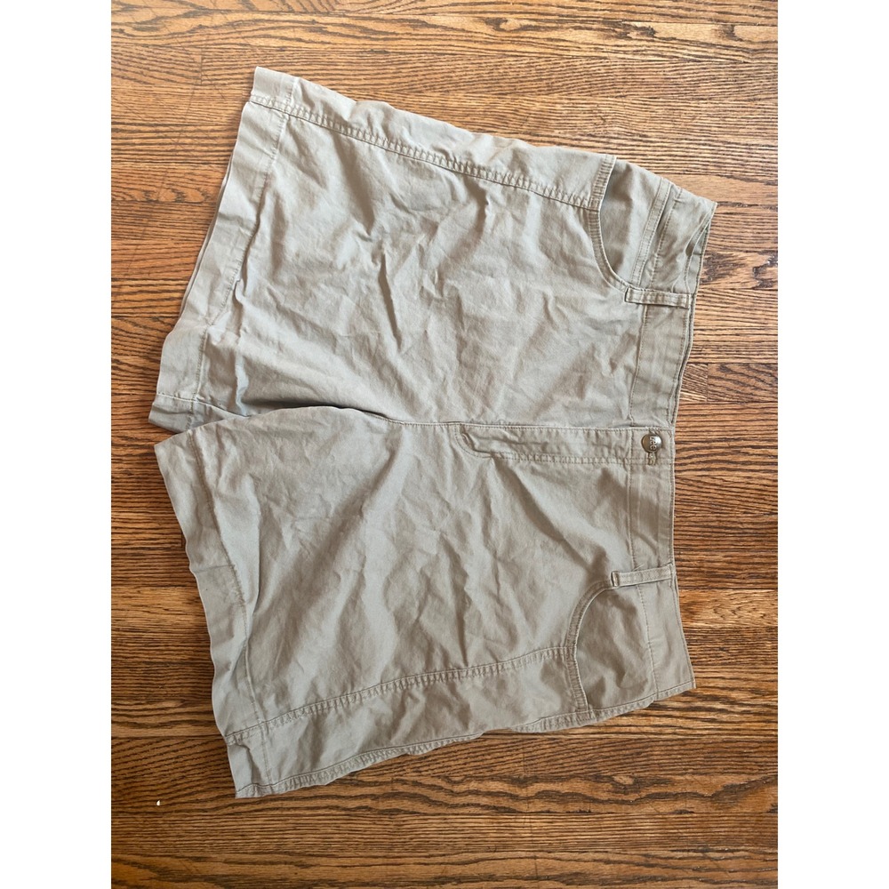 Lee Women Khaki Chino Shorts Size 20 Beige Cotton Blend Casual Summer Mid Rise‎